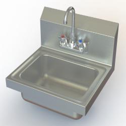 Amtekco Industries DH-17 304 Stainless Steel Wall-Mount Rectangular Single Bowl Hand Sink, 17 inchx 15-1/4 inch