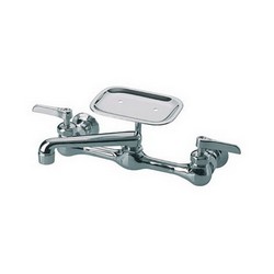 B&K® Traditions™ Lead Free 12 inch Tubular Spout Wall Mount Faucet With Soap Dish and 12 in Spout, Polished Chrome Plated