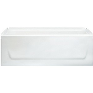 Briggs® Pendant™ 54 2255 Left Hand Drain Slip Resistant, Regular Enameled Steel Bathtub, 54 inch x 30 inch x 15-1/4 inch, White