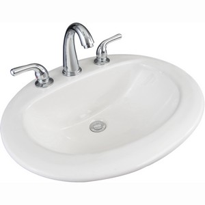 Briggs® 6538 Altima™ 8 inch Center Faucet Residential Oval Vitreous China Drop-in Lavatory Sink, 20 inch x 17 inch, White