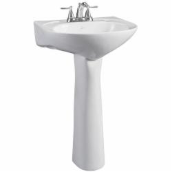 Sayco 7015-235 The Petite Altima&trade; Vitreous China 3-Hole 4 inch Faucet Centers Oval Complete Pedestal Lavatory Sink, 20 inch x 18-1/8 inch, Biscuit