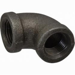 90 Deg Black Malleable Iron Elbow, 1/4 inch x 1/4 inch, Threaded x Threaded