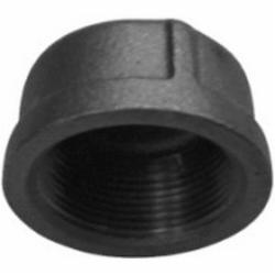 Black Malleable Iron Threaded Cap, 3 inch