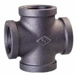 Black Malleable Iron Cross, 1 inch x 1 inch x 1 inch x 1 inch, Threaded x Threaded x Threaded x Threaded