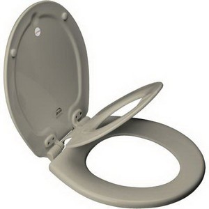 Bemis® 583SLOW Molded Wood Closed Front Round Toilet Seat, 16-7/8 inch L x 14-3/8 inch W x 2-3/16 inch D, Bone