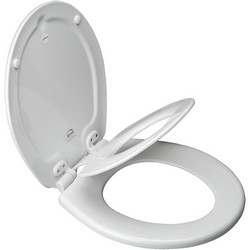 Bemis® 583SLOW Molded Wood Closed Front Round Toilet Seat, 16-7/8 inch L x 14-3/8 inch W x 2-3/16 inch D, White