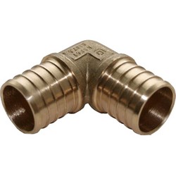 Brass PEX 90 Deg Elbow, 1/2 inch x 1/2 inch, Pex Barb x Pex Barb