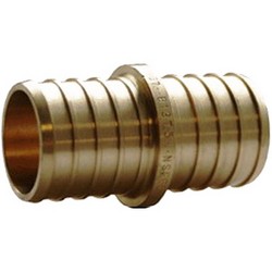 Brass PEX Coupling, 3/4 inch x 1/2 inch, PEX Barb x PEX Barb