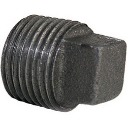 Billco 150# Black Malleable Iron Square Head Threaded Cored Plug, 1/8 inch