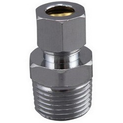 Brass Craft 13 Chrome Plated Brass Drill Through Street Union, 1/2 inch x 3/8 inch OD, MIP x Compression