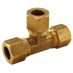 Brass Craft 64 Brass Reducing Tee, 3/8 inch OD x 3/8 inch OD x 1/4 inch OD, Compression
