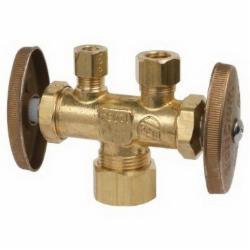 Brass Craft CR1900DV R C36000 Brass Multi-Turn Dual Outlet/Shut-Off Angle Stop, 1/2 inch x 3/8 inch x 1/4 inch