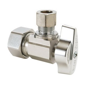 Brass Craft® KTCR09 Brass Angle Stop, 1/2 inch x 1/4 inch OD, Compression x Compression, Chrome Plated