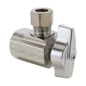 Brass Craft® KTR17 Lead-Free Brass Angle Ball Stop, 1/2 inch x 3/8 inch OD, FIP x Compression, Chrome Plated