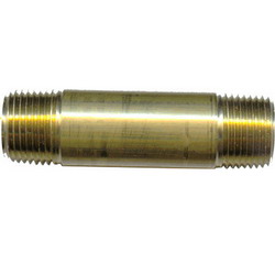 SCH STD Red Brass Nipple, 1/2 inch x 6 inch, Threaded x Threaded