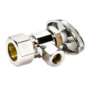 Brass Craft® OCR19 Lead-Free Brass Angle Stop, 1/2 inch x 3/8 inch OD, Compression x Compression, Chrome Plated