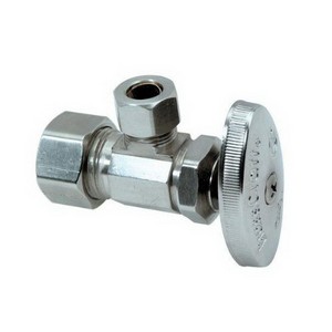 Brass Craft® OCR39 Lead-Free Brass Angle Stop, 1/2 inch x 1/2 inch OD, Compression x Compression, Chrome Plated