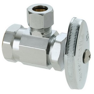 Brass Craft® OR17 Brass Angle Stop, 1/2 inch x 3/8 inch OD, FIP x Compression, Chrome Plated