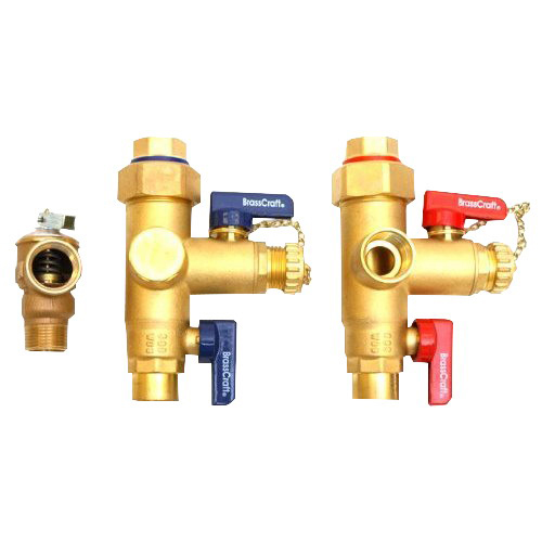 BrassCraft® Brass Hot/Cold Service Valve Kit with 200000 BTU Pressure Relief Valve For Tankless Water Heater