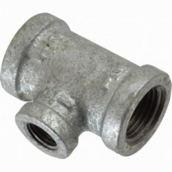 150# Galvanized Malleable Iron Reducing Outlet Tee, 3/4 inch x 3/4 inch x 1/2 inch, Threaded x Threaded x Threaded