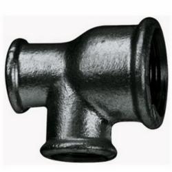 150# Black Malleable Iron Reducing Run Tee, 1-1/4 inch x 1 inch x 1-1/4 inch, Threaded x Threaded x Threaded