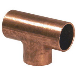 Wrot Copper Tee, 1 inch x 1 inch x 3/4 inch, SWT x SWT x SWT