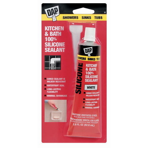 DAP® Kitchen and Bath Silicone Rubber Sealant, White, 2.8 fl oz; 12/Pack