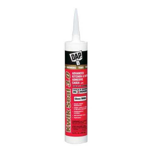 DAP KWIK SEAL 3.0 Kitchen, Bath and Plumbing High Performance Sealant, 9 fl oz, White