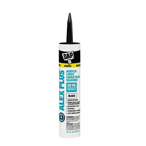 DAP® ALEX PLUS® All-Purpose Acrylic Latex Caulk Plus Silicone Sealant, 10.1 fl oz, Black; 12/Pack