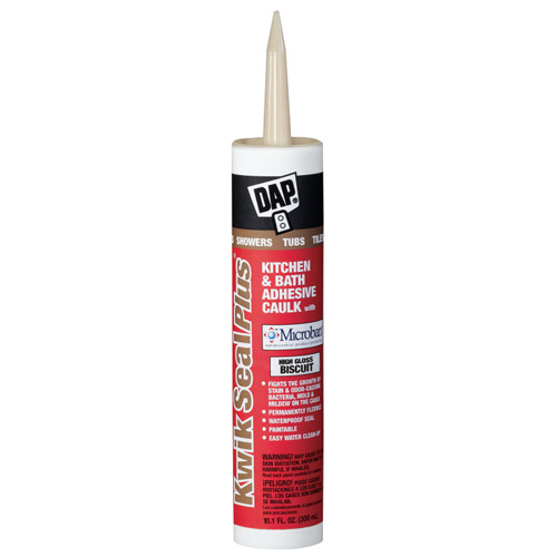 DAP KWIK SEAL PLUS Premium Kitchen and Bath Adhesive Sealant, 10.1 fl oz, Biscuit