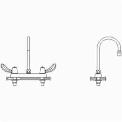 DELTA® 26C3942 Sink Faucet, 1.5 gpm, 8 in Center, Chrome Plated, 2 Handles, Import, Commercial