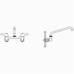 DELTA® 28C4443 Sink Faucet, 1.5 gpm, 8 in Center, Chrome Plated, 2 Handles, Wall Mount, Import