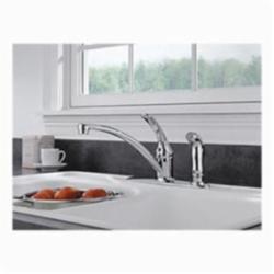 DELTA® B3310LF Foundations® Kitchen Faucet, 1.8 gpm, 8 in Center, Chrome Plated, 1 Handles, Import