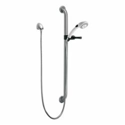 DELTA® RPW336HDF HDF® Hand Shower, 2 Shower Head, 2.5 gpm, 60 to 82 in L Hose, 1/2 in Connection, Stainless Steel, Slide Bar: Yes, Import