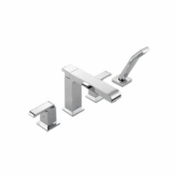 Brizo® T4786 Arzo® Roman Tub Trim, 18 gpm, 8 to 16 in Center, Chrome Plated, 2 Handles, Hand Shower Yes/No: Yes