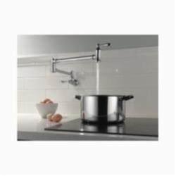DELTA® 1177LF Traditional® Pot Filler Faucet, 4 gpm, Chrome Plated, 2 Handles, Import