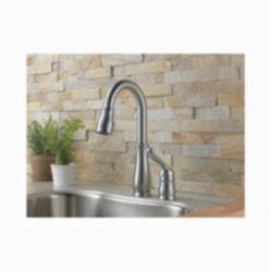 DELTA&reg; 9978-AR-DST Leland&reg; Pull-Down Bar/Prep Faucet, 1.8 gpm, Arctic&trade; Stainless Steel, 1 Handles, Domestic