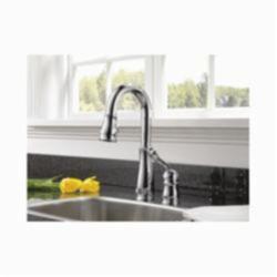 DELTA® 9978-DST Leland® Pull-Down Bar/Prep Faucet, 1.8 gpm, Chrome Plated, 1 Handles, Domestic