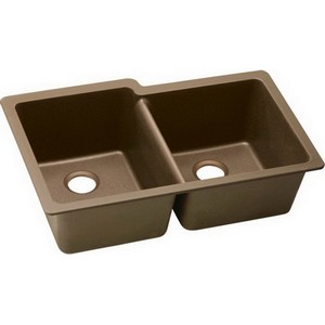 Elkay® Gourmet Granite Double Bowl Top Mount Kitchen Sink, 33 inch x 22 inch, Mocha