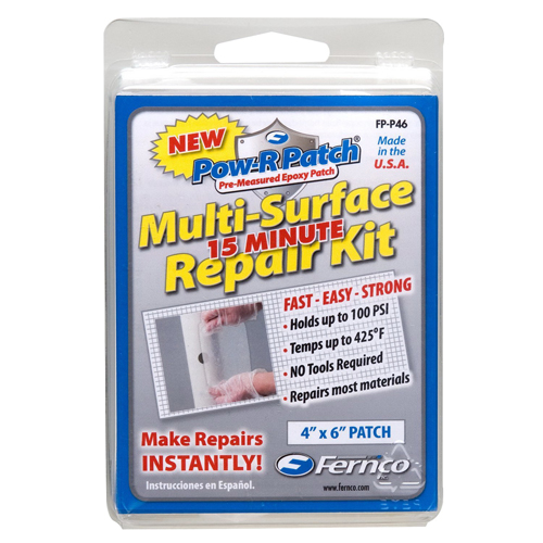 Fernco&reg; Pow-R Patch&reg; Multi-Surface Epoxy Repair Patch Kit, 4 inch x 6 inch