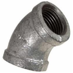 45 Deg Galvanized Malleable Iron Elbow, 1/2 inch x 1/2 inch, Threaded x Threaded