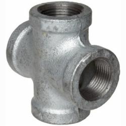 150# Galvanized Malleable Iron Cross, 1 inch x 1 inch x 1 inch x 1 inch, Threaded x Threaded x Threaded