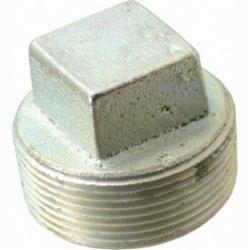 150# Galvanized Malleable Iron Square Head Threaded Solid Plug, 1 inch