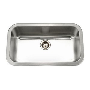 Houzer® Medallion Gourmet Single Bowl 18 Guage Stainless Steel Undermount Kitchen Sink, 32-3/8 inch x 18-7/8 inch, 8 inch Deep