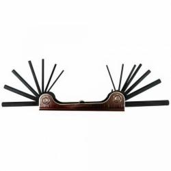 J40015 Steel 14-in-1 Folding Hex Key Wrench Set, Chrome-Plated