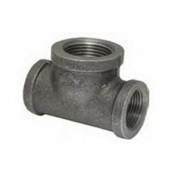 150# Imported Black Malleable Iron Reducing Run/Outlet Tee, 1 inch x 1/2 inch x 1/2 inch, Threaded x Threaded x Threaded