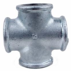 Galvanized Malleable Iron Cross, 2 inch x 2 inch x 2 inch x 2 inch, Threaded x Threaded x Threaded x Threaded