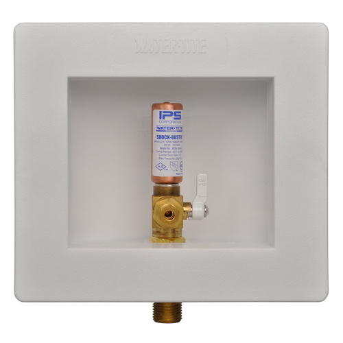IPS® Water-Tite Plastic Lead-Free Ice-Maker Outlet Box With Brass Quarter-Turn Arrester Valve, 1/2 inch Sweat