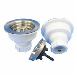 JB Products JBX110 Metal Trim And Plastic Base Two-Piece Kitchen Strainer, 4-1/2 inch O.D., Brushed Stainless Steel