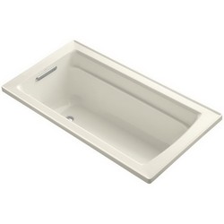 Kohler K-1123 Archer™ Acrylic Rectangular Soaking Tub, 60 inch x 32 inch x 19 inch, Biscuit